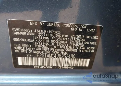 2018 Subaru Crosstrek 2.0I Limited from USA, damaged, VIN JF2GTAMC4J8262480
